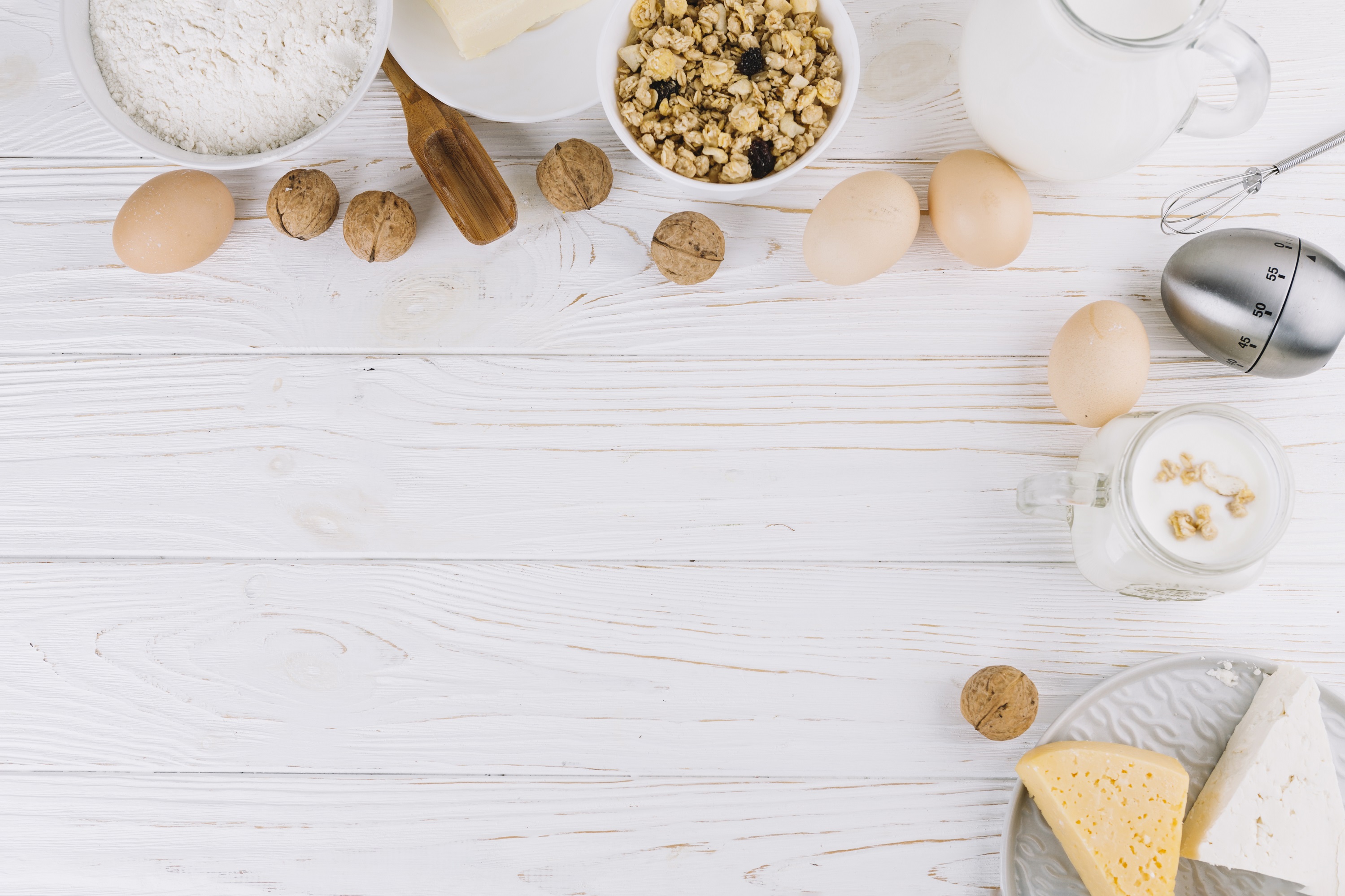 top-view-healthy-food-ingredients-tools-white-wooden-table top-view-healthy-food-ingredients-tools-white-wooden-table